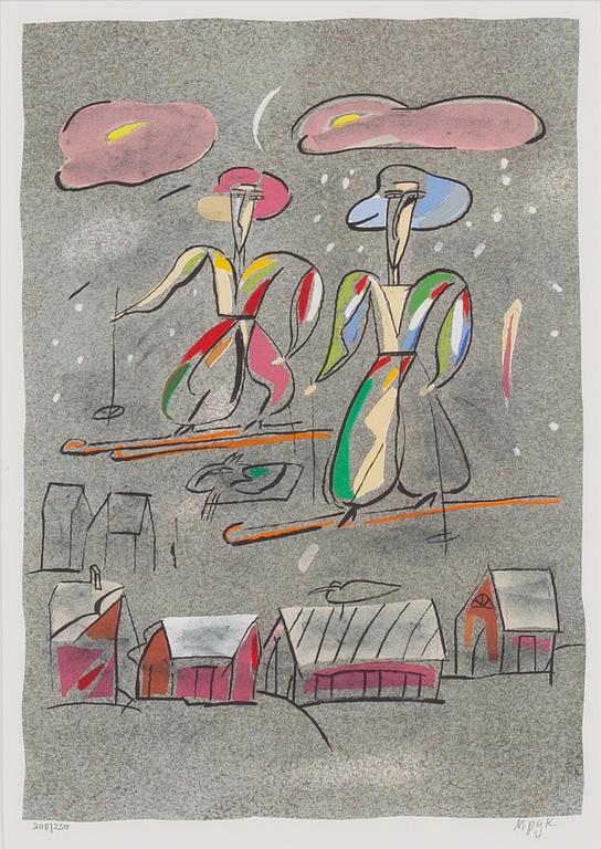 Madeleine Pyk, "Tusen dagar och en dröm", mapp med fyra färglitografier samt bok.