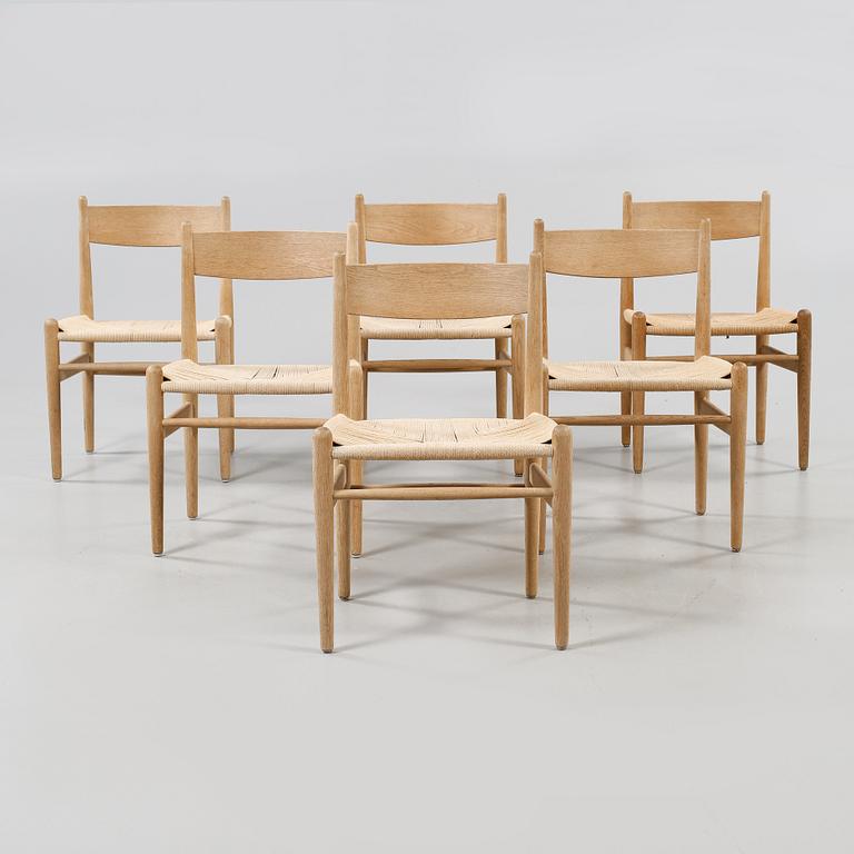 STOLAR, 6 st, "CH 36", Hans J Wegner, Carl Hansen, 1900-talets fjärde kvartal.