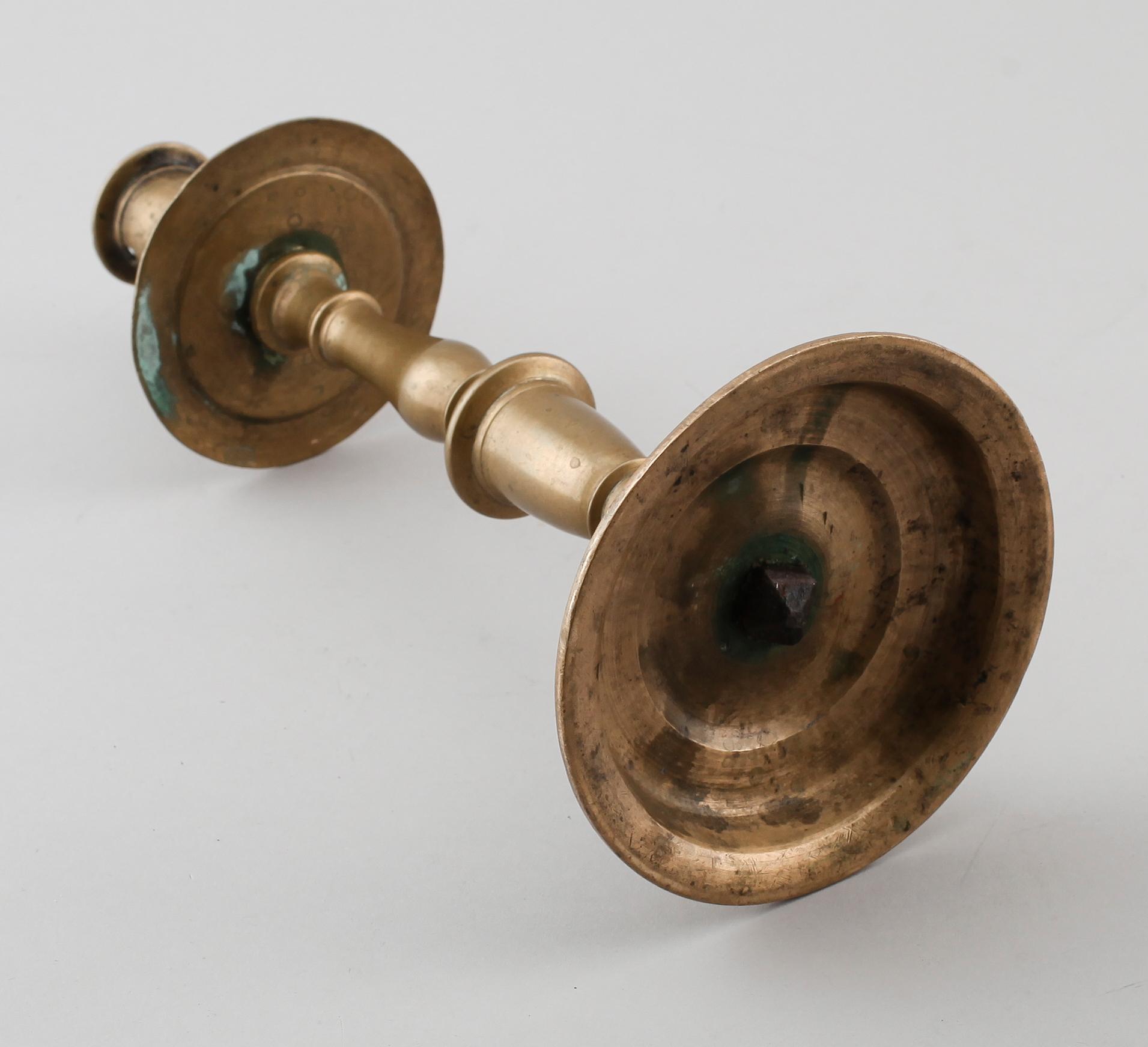 LJUSSTAKE, mässing, 1600-/1700-tal.