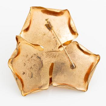Tapio Wirkkala, brooch, gilded metal, Finland, signed TW.