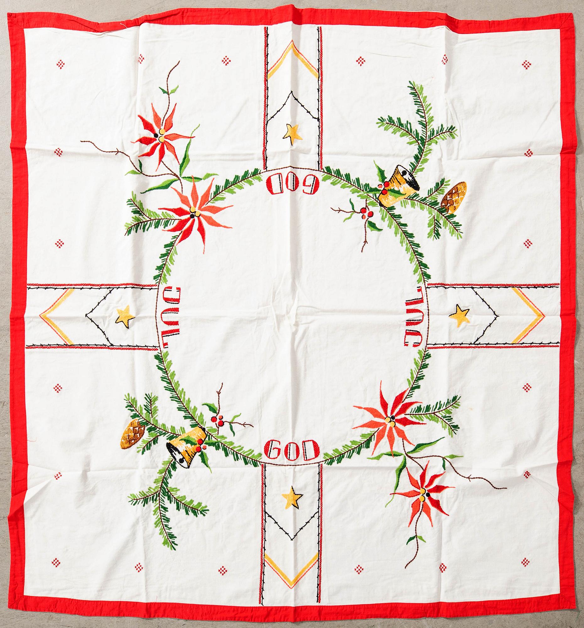 A collection of Christmas tablecloths, 13 pcs in larger sizes, 20th century.
