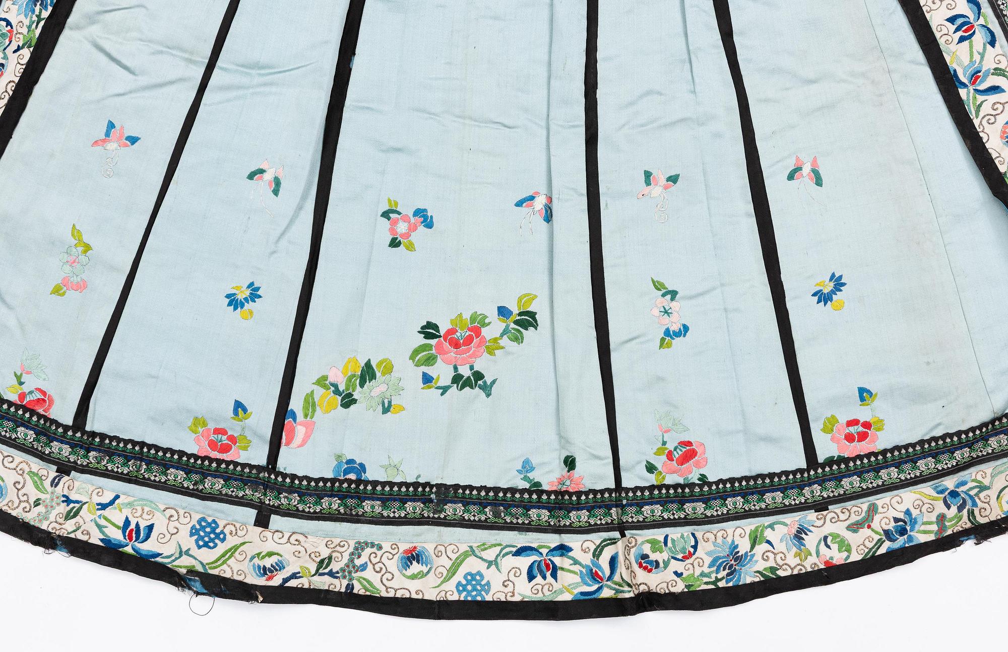 Kjol, broderat siden. Qingdynastin, 1800-tal.