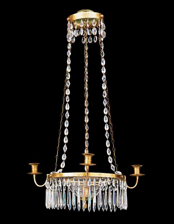 A late Gustavian circa 1800 four-light chandelier.