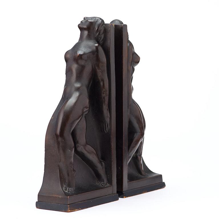 Axel Gute, A pair of Axel Gute Swedish Grace bronze bookends.