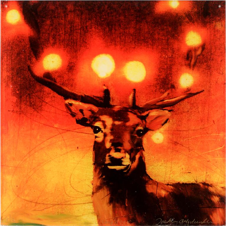 JOAKIM ALLGULANDER, litografiskt tryck på plexiglas, sign o numr 7/8.
Beskrivnin.