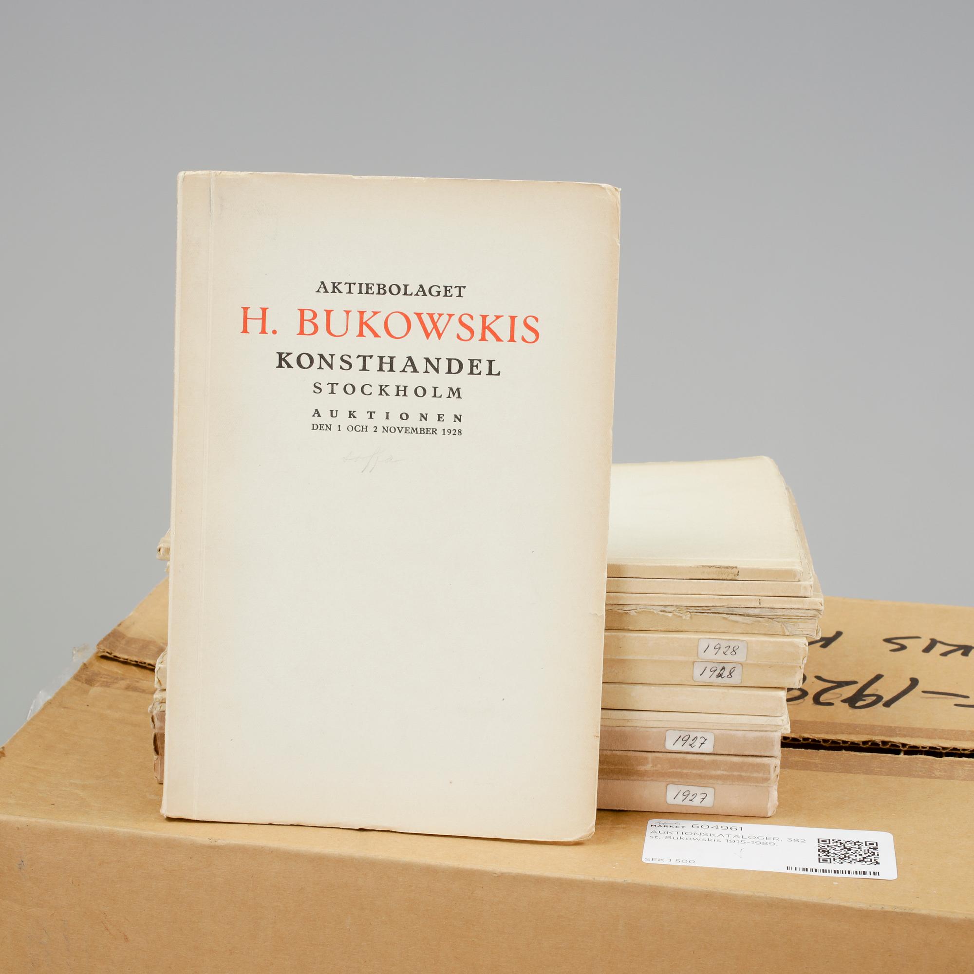 AUKTIONSKATALOGER, 381 st, Bukowskis 1915-1989.