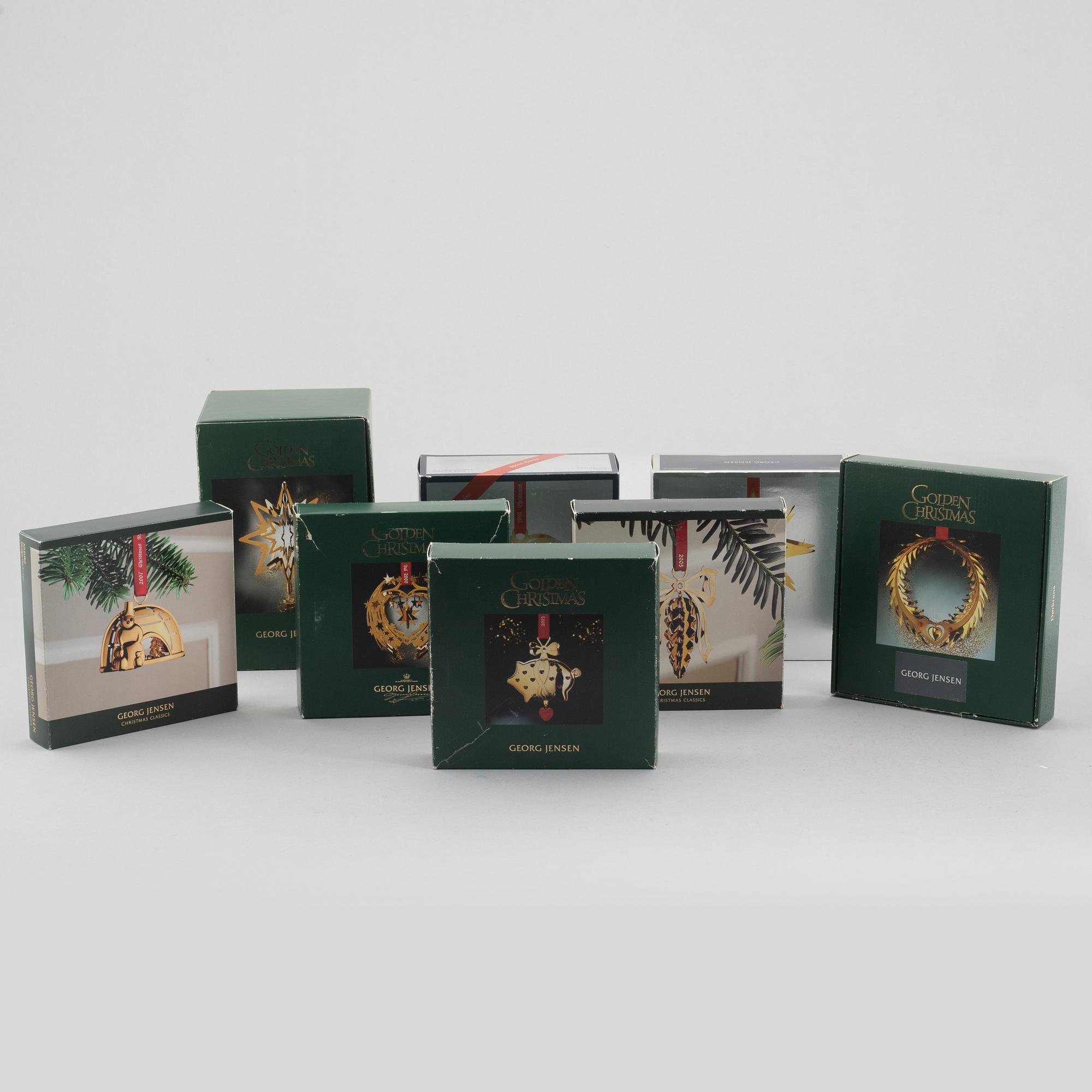 A set of eight Christmas decorations, Georg Jensen, Denmark.