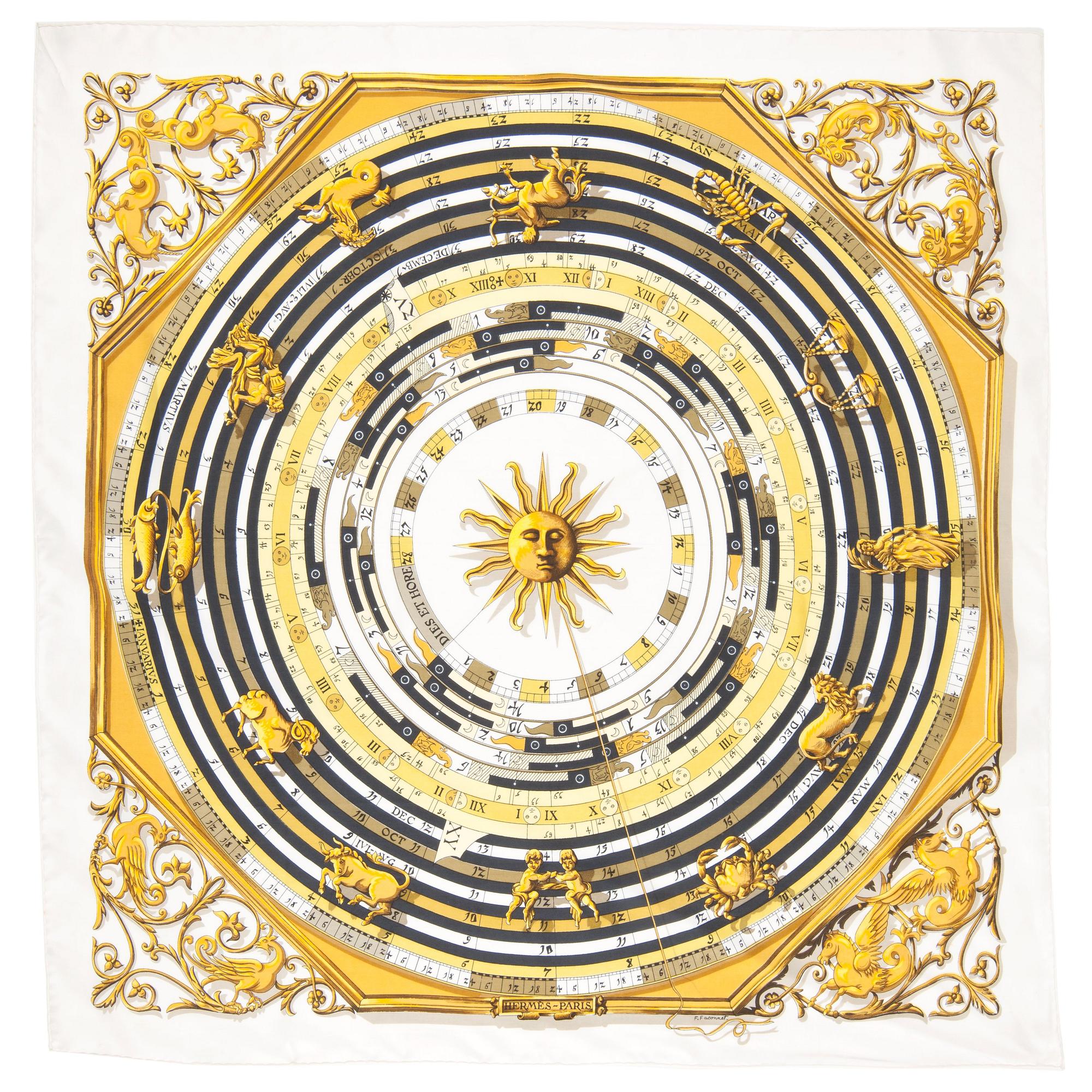 HERMÈS, a silk scarf, "Dies et Hore".