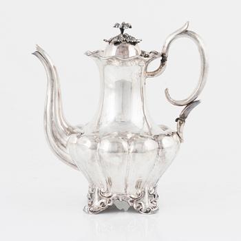 Kaffekanna, silver, Gustav Möllenborg,  , Stockholm, 1850.