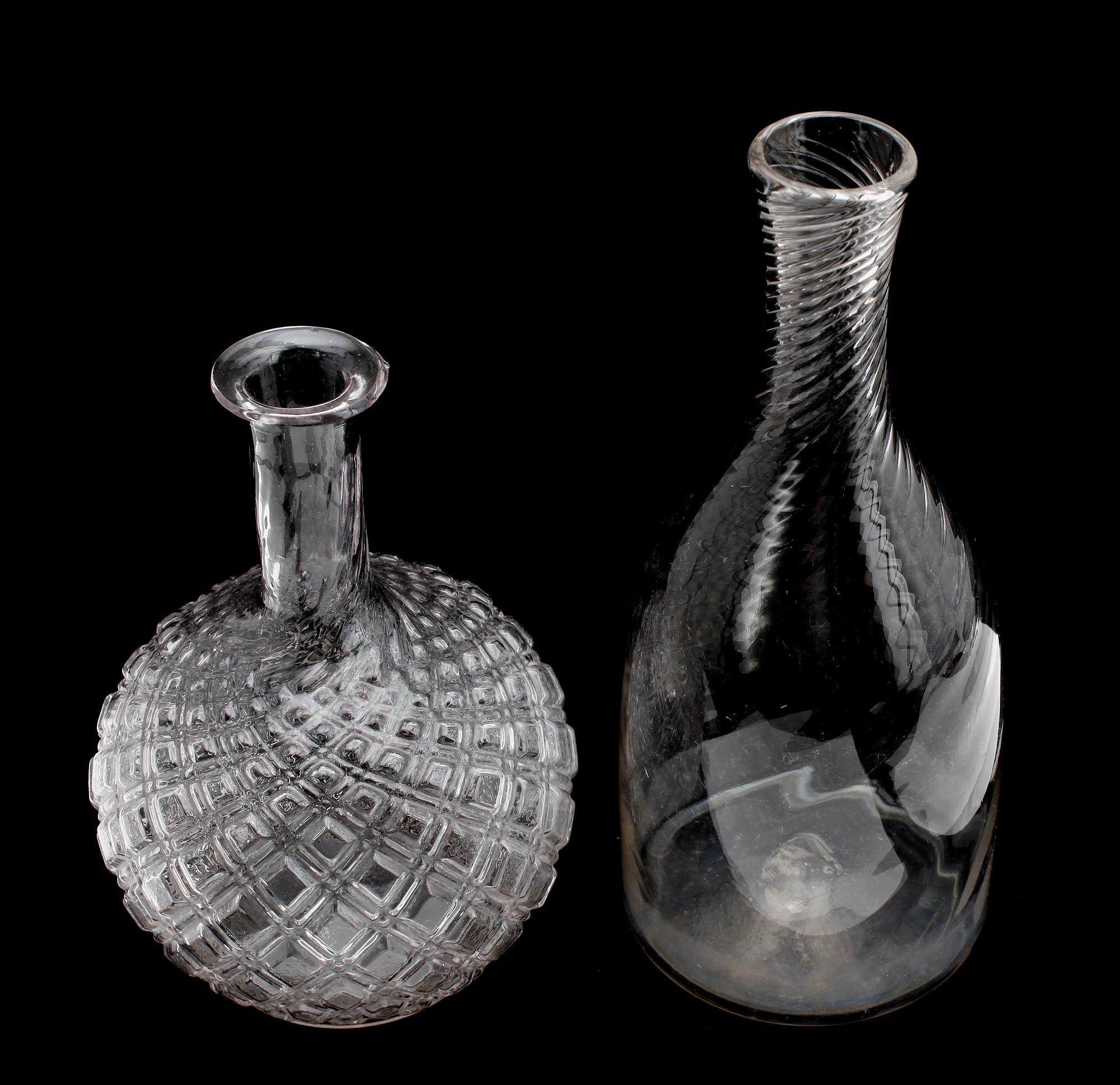 KARAFFER, 2 st, glas, 1800-/1900-tal.