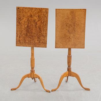 Two first half of the 19th century tilt top tables.