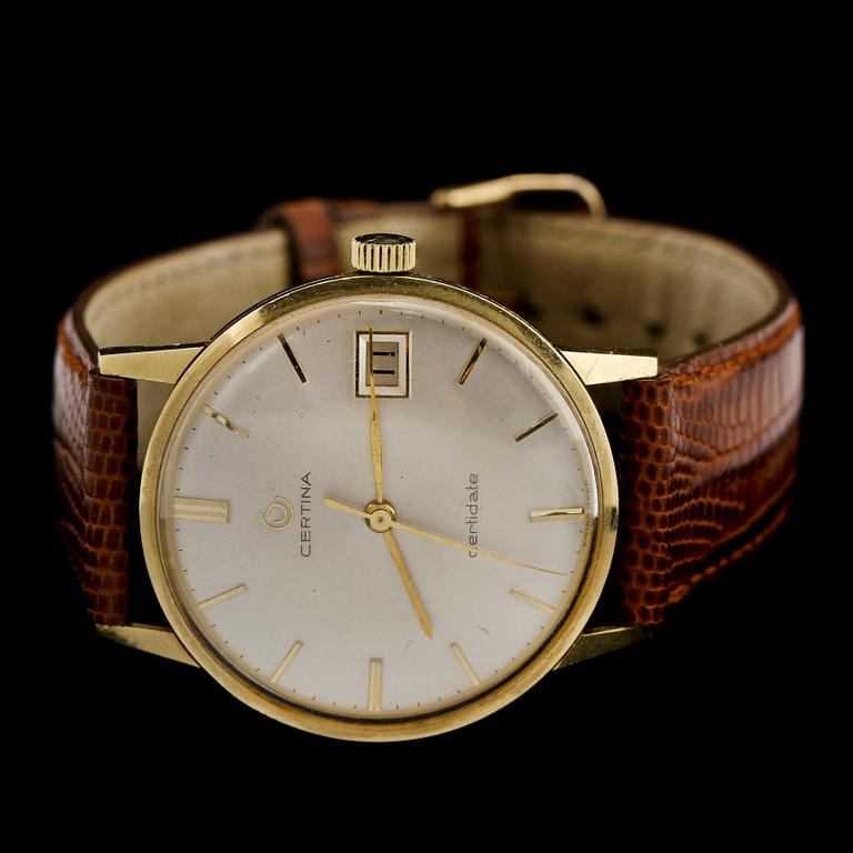 HERRARMBANDSUR, Certina, certidate, 14k guld. Vikt 33 g.