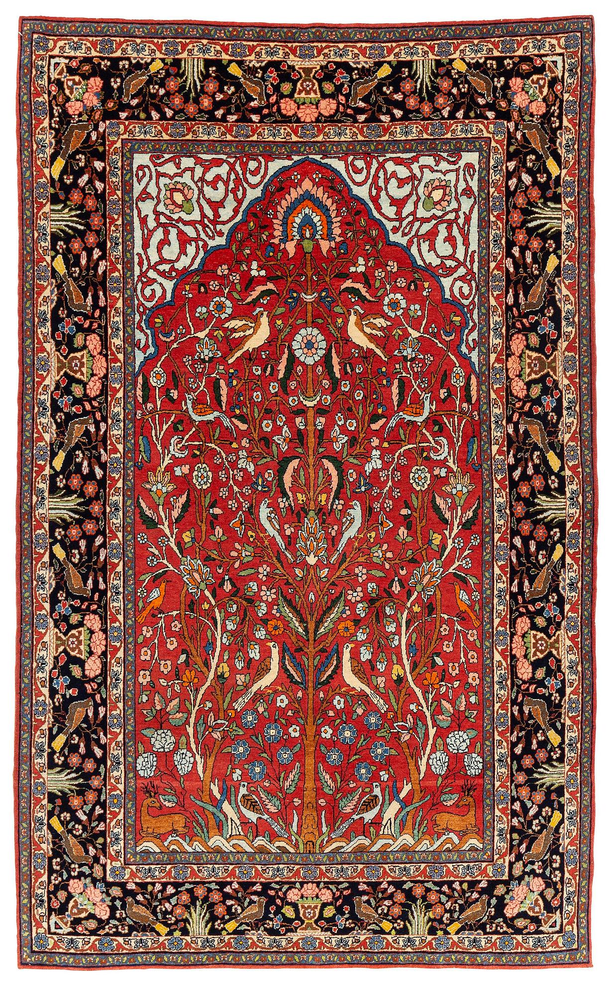 An antique 'Manchester' Kashan rug, central Persia, c 222 x 133 cm.