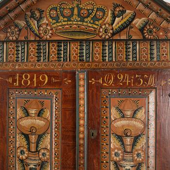 Skåp, allmoge, Dalarna, daterat 1819.