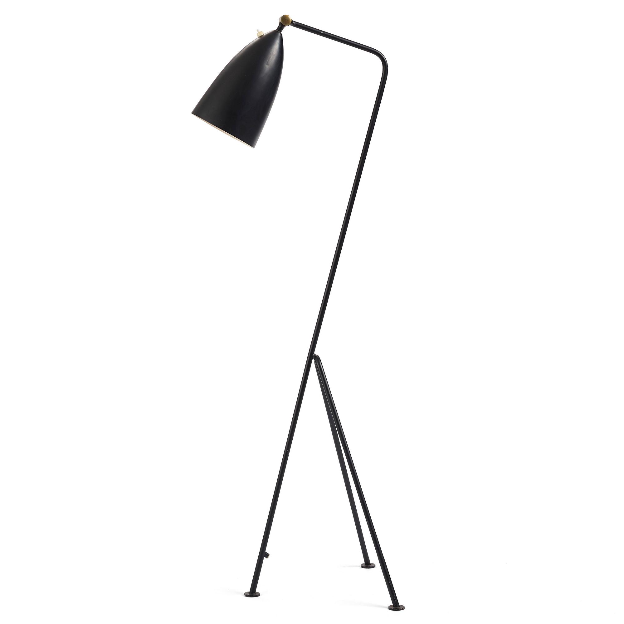 Greta Magnusson Grossman, a black lacquered 'G-33' / Grasshopper floor light, Bergboms, Malmö, Sweden 1950s.