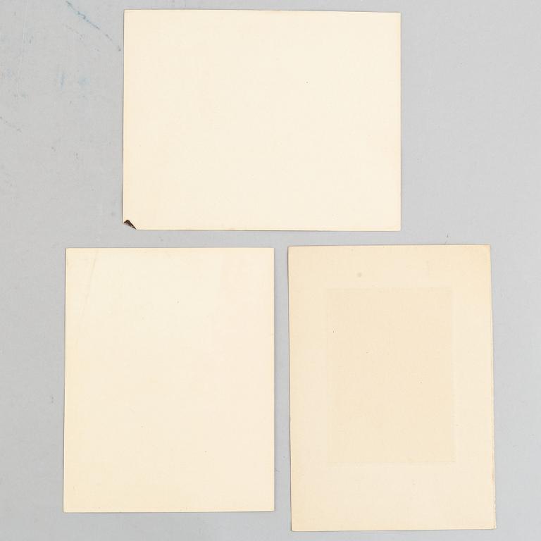 Henry B. Goodwin, tre fotogravyrer, Vårt vackra Stockholm sign i negativet. Bragevägen, Floras kulle, Engelbrektskyrkan.