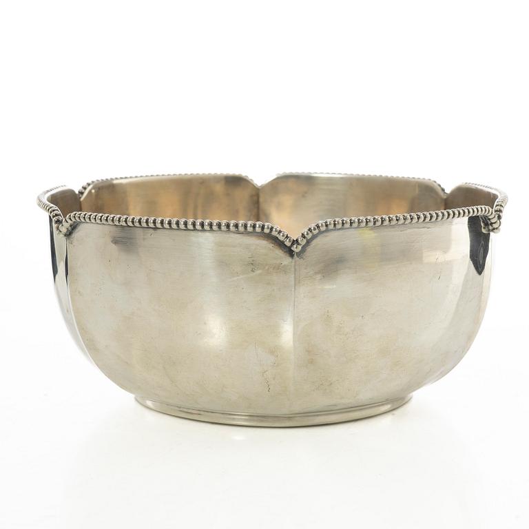 Bowl, silver, Swedish import mark, 20th century.