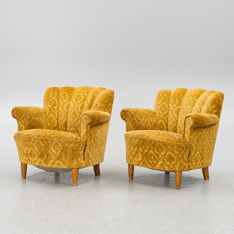 Fåtöljer, ett par, Swedish Modern. 1940-tal.