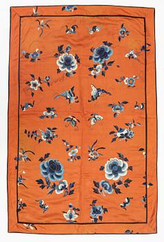 A group of three embroidered silk textiles, Qing dynasty, 18th/19th century.