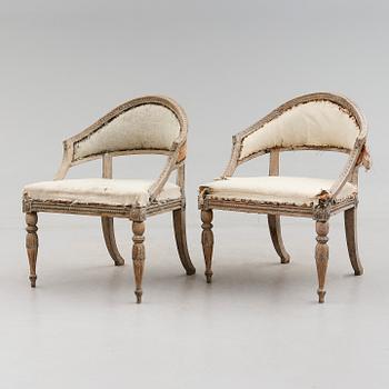 KARMSTOLAR, 2 st, sengustaviansk resp. sengustaviansk stil.