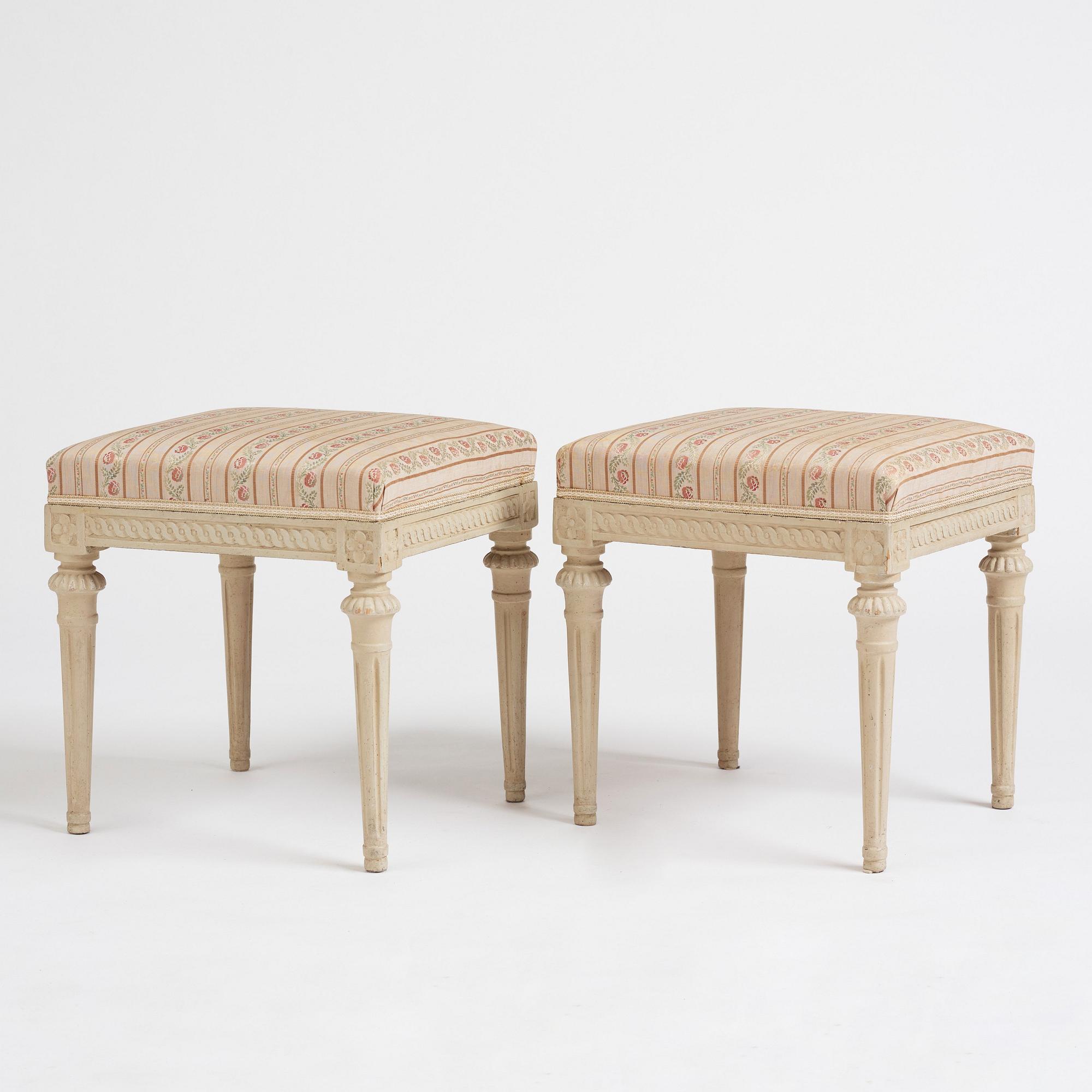 A pair of Gustavian stools by E Öhrmark.