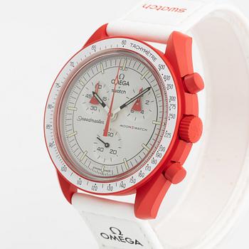 Swatch/Omega, MoonSwatch, Mission to Mars, kronograf, armbandsur, 42 mm.