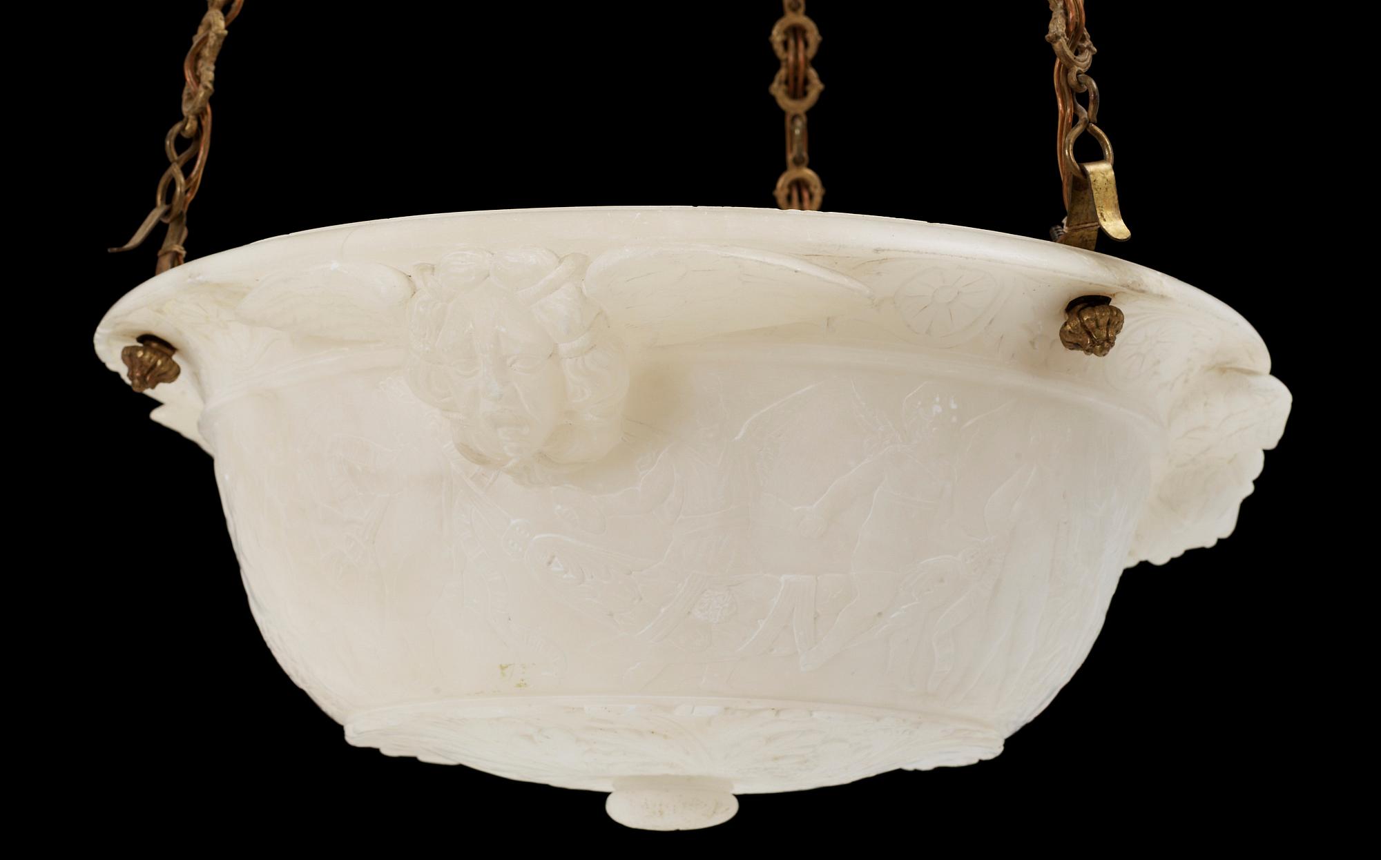 TAKAMPEL, alabaster. Empirestil, 1800-tal. H 105.