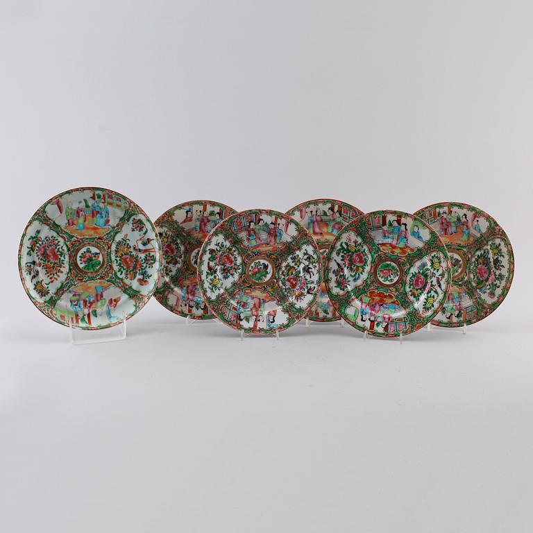 FAT, 6 st, olika, porslin, Kanton, Kina, 1800-tal.