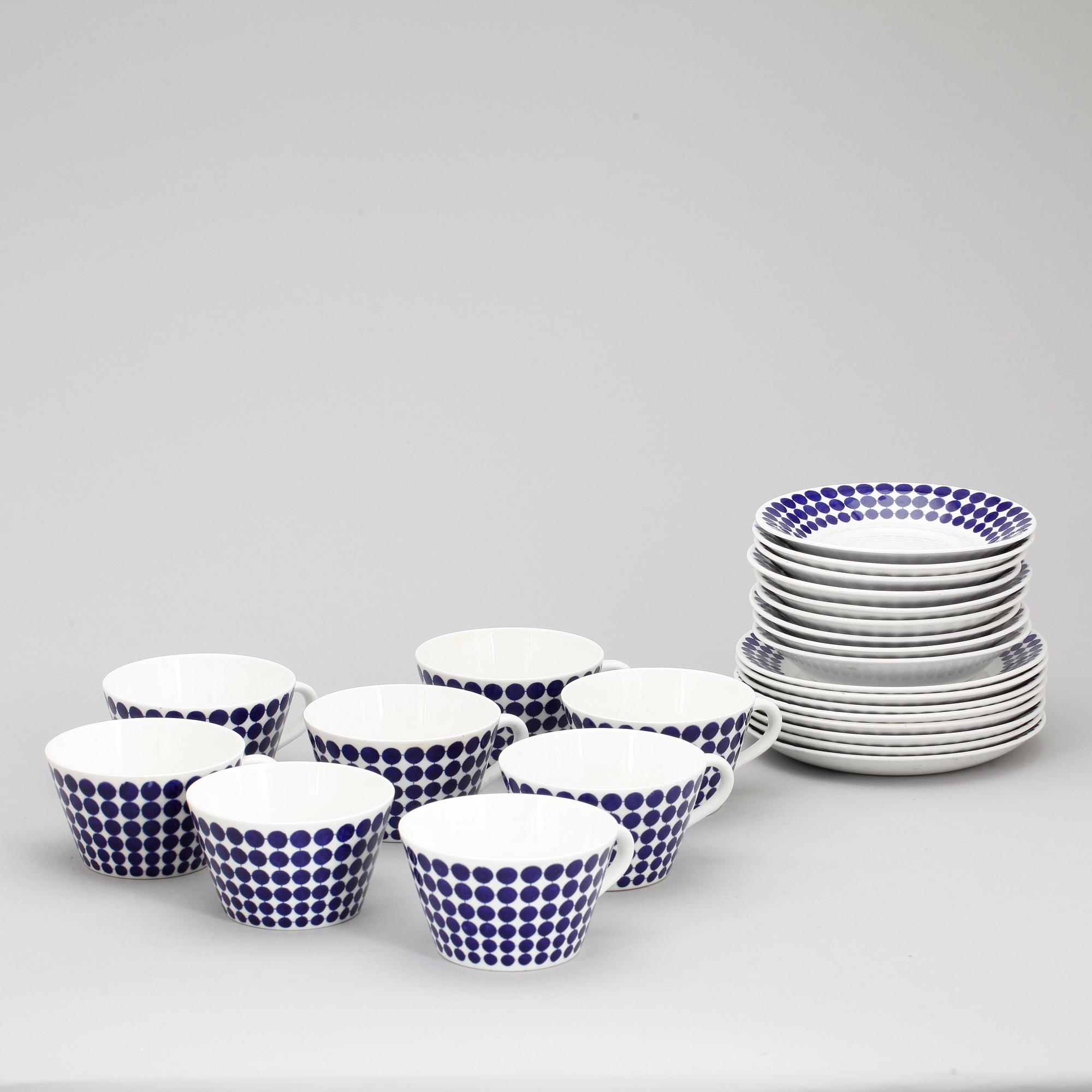 TESERVIS, 16 delar, benporslin, "Adam", Stig Lindberg, Gustavsberg, produktionsår 1959-74.