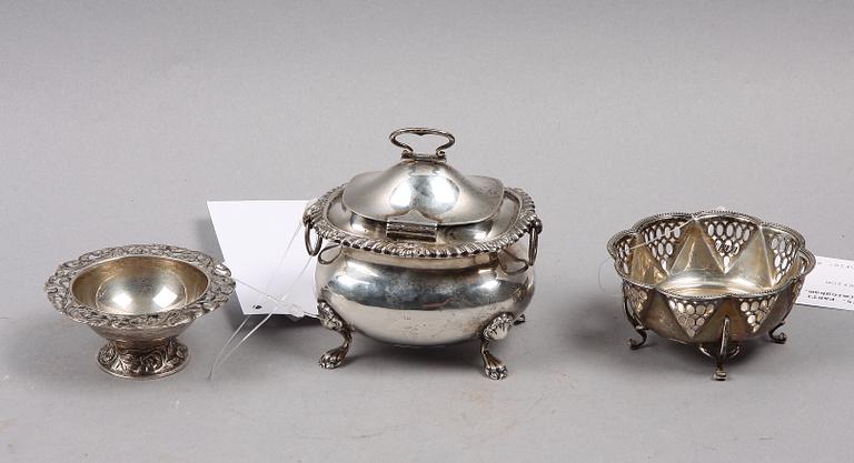 PARTI SILVER, 3 delar, bl a Birmingham, ca 250 g.