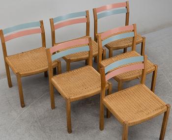 Jørgen H. Møller, six oak charis from J. L. Møller Models, Denmark, 1960's.