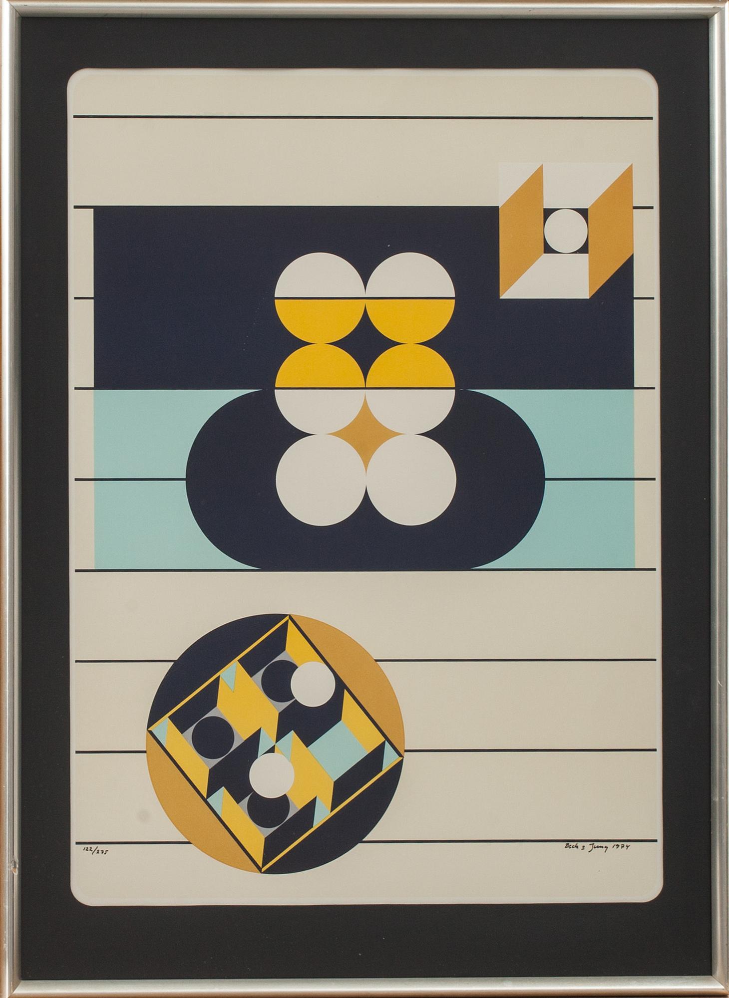 BECK & JUNG (HOLGER BÄCKSTRÖM & BO LJUNGBERG),  litografi, signerad och daterad 1974, numrerad 122/275.
