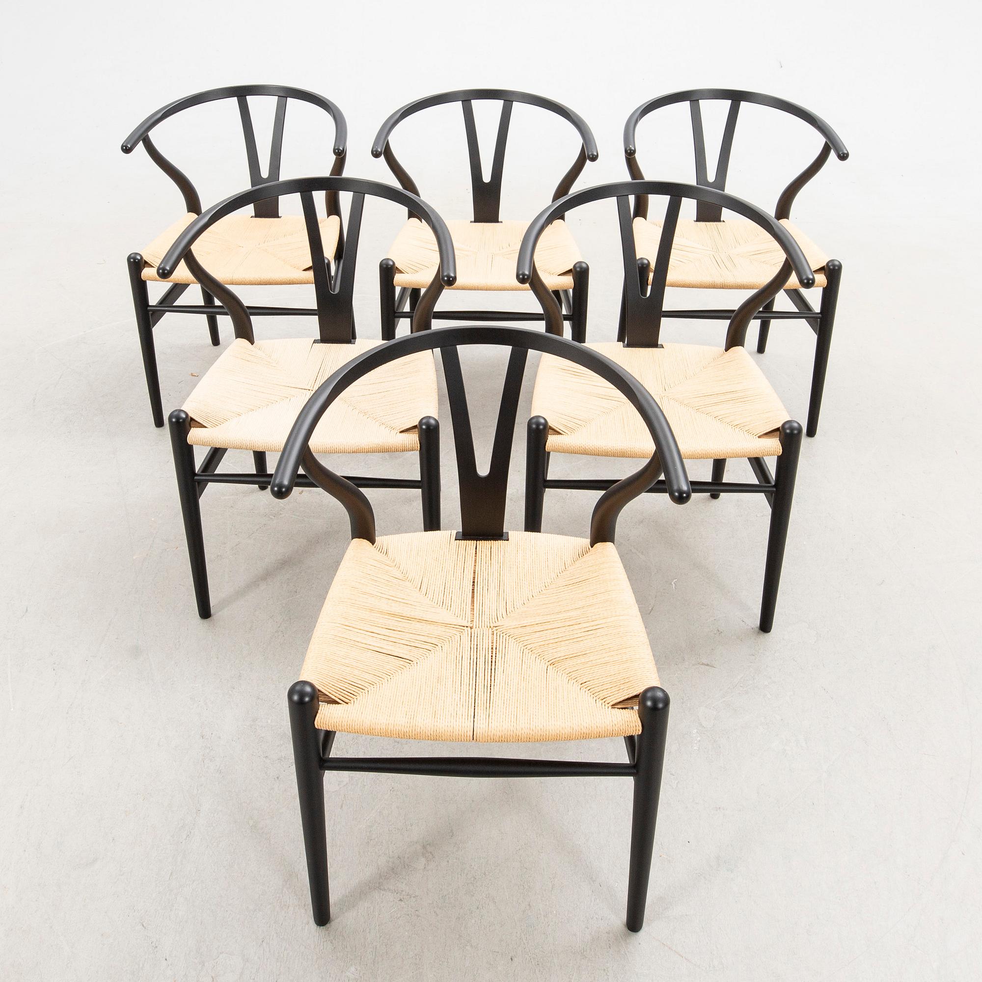 Hans J. Wegner, chairs, 6 pcs, CH-24 "The Y Chair" Carl Hansen & Son Denmark 21st century.