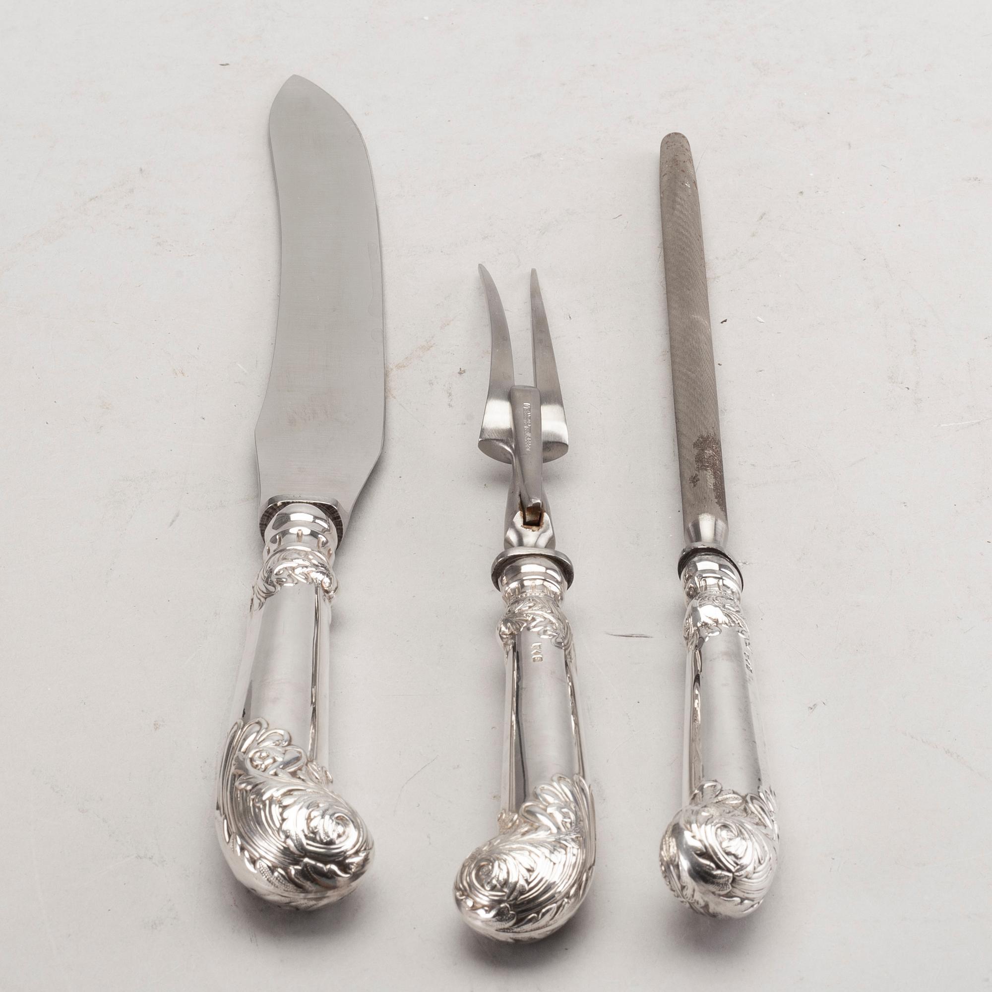 Mulberry, Trancherbestick, 3 delar, nysilver.