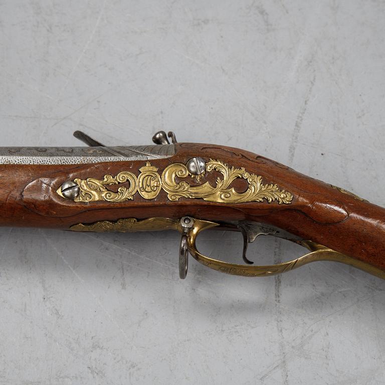 A German re-converted flintlock gun, first half of the 18th Century.