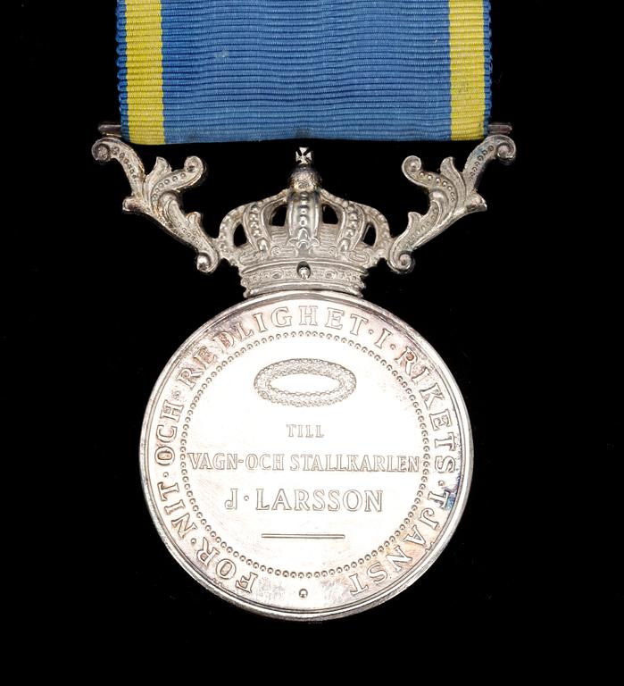 MEDALJ FÖR NIT OCH REDLIGHET, silver, Sverige 1925.