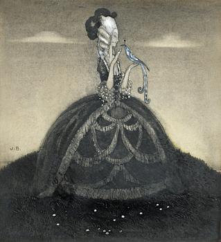 18. John Bauer, Flicka med blå fågel.