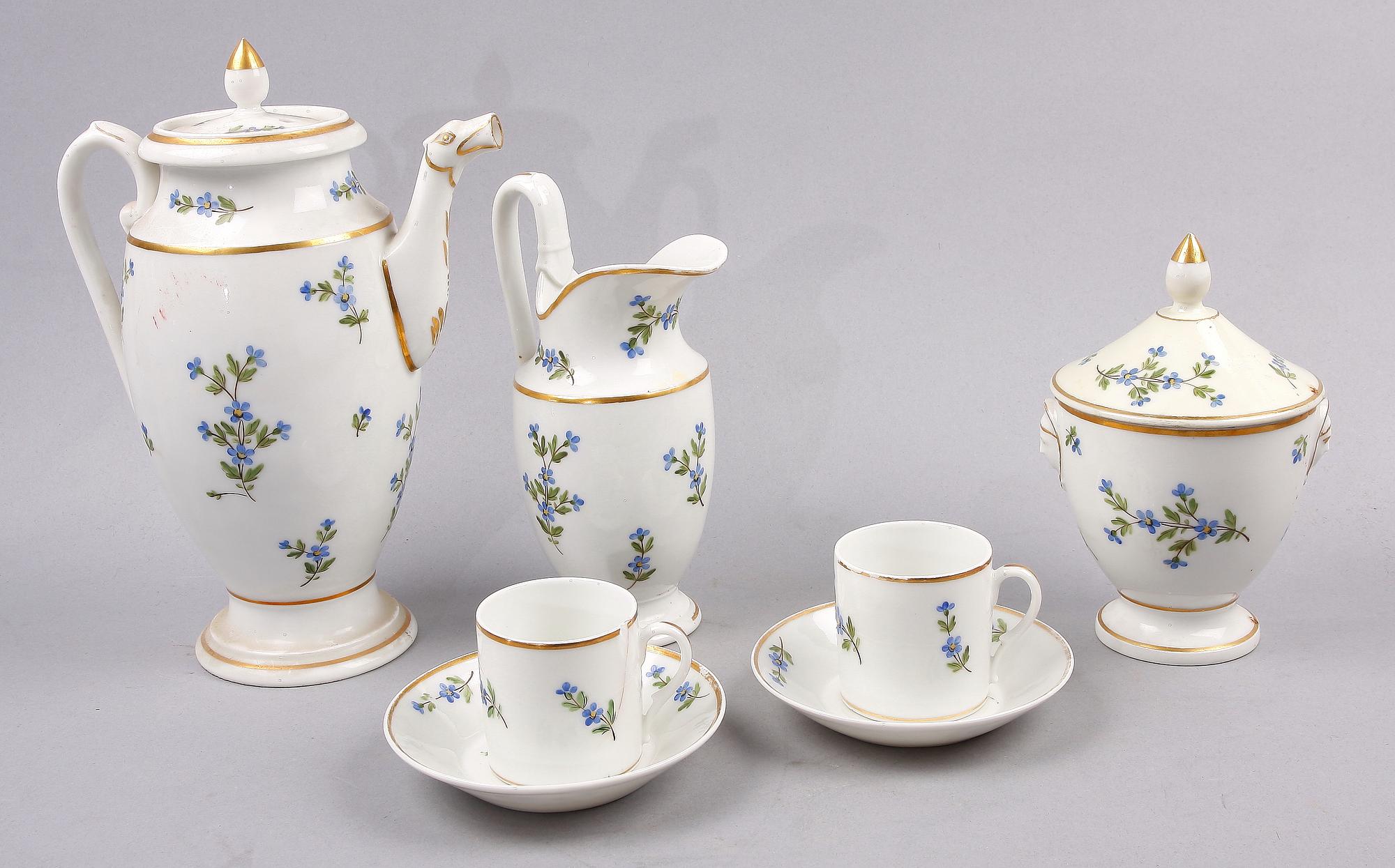 KAFFESERVIS, 12 delar, porslin, 1800-tal.