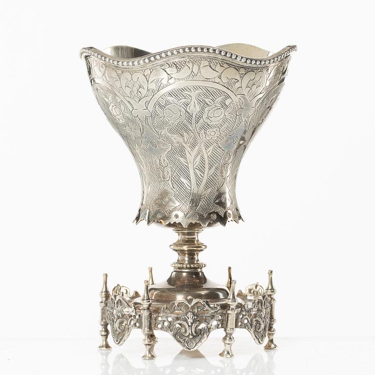 Goblet on foot, silver, 20th Century.