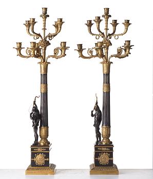 A pair of Empire-style ten-light candelabra, second half of the 19th century.