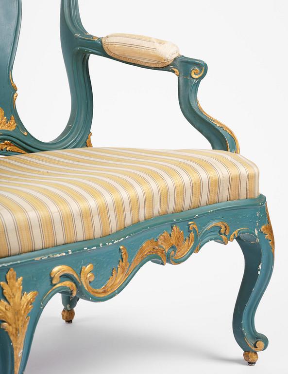 A Swedish carved rococo sofa by A. Thunberg (master in Stockholm 1756-91).