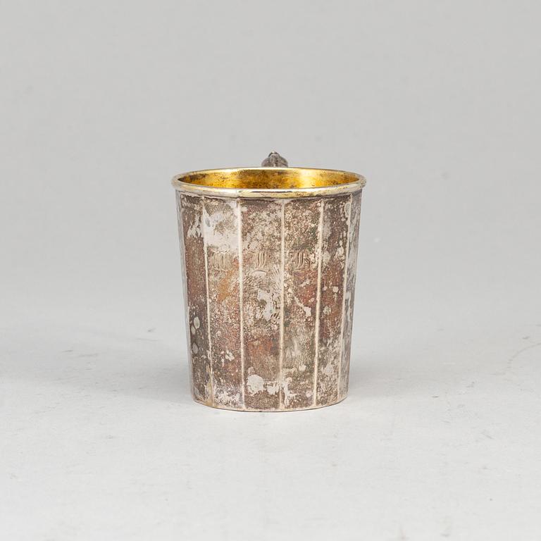 A Swedish 19th century parcel-gilt silver cup, mark of W Zethelius, Stockholm 1846.