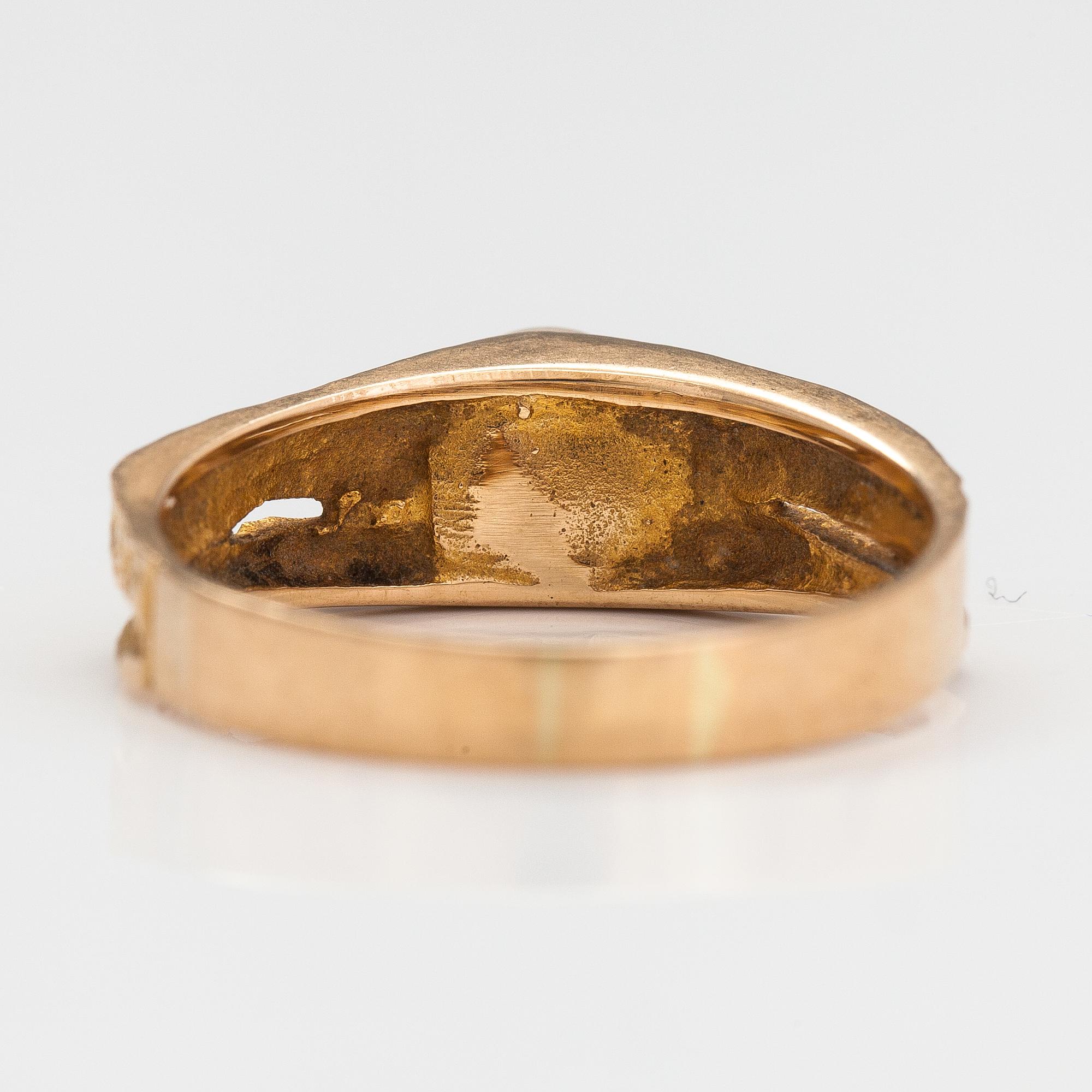 Björn Weckström, Ring "Lapplans vår", 14K guld och odlad pärla. Lapponia.