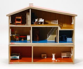 DOCKSKÅP MED CA 20 MÖBLER, Lundby sent 1960-tal.