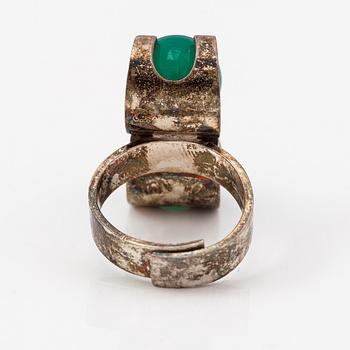 Elis Kauppi, A stelring silver and chalcedony ring. Kupittaan kulta, Turku.