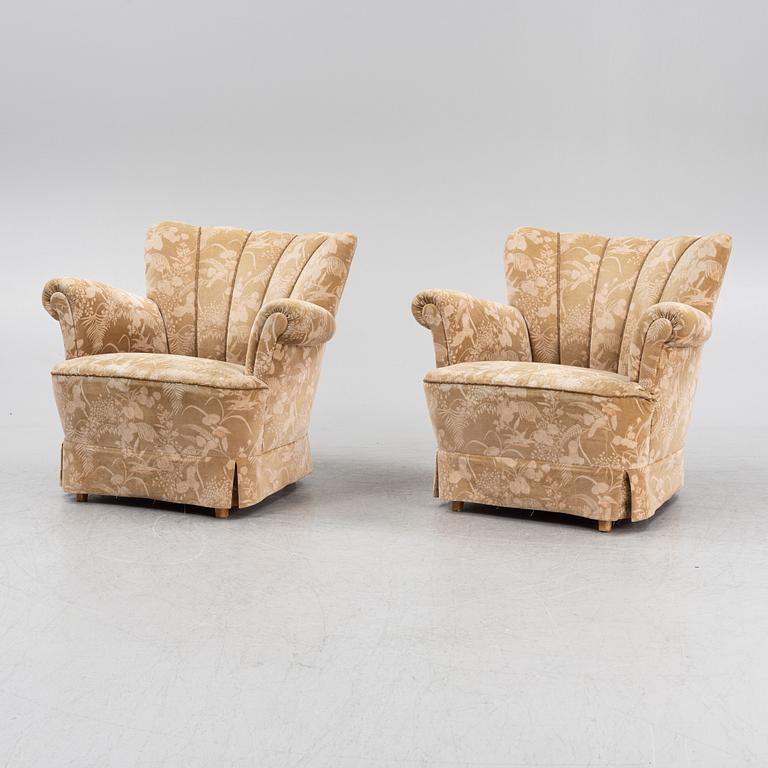 A pair of Swedish Modern easy chairs, 1940's.