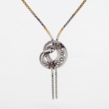 Necklace and earrings, brilliant cut diamonds, 18K white gold and gold. A. Tillander, Helsinki.
