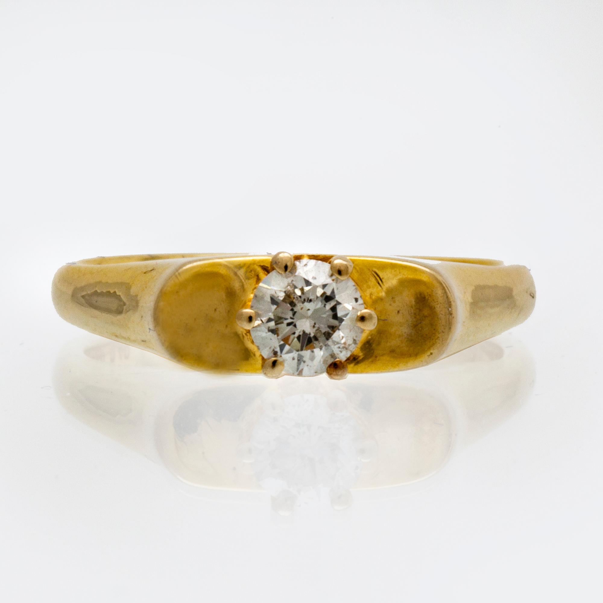 Ring 14K gold 1 brilliant-cut diamond approx 0,40 ct approx I SI.