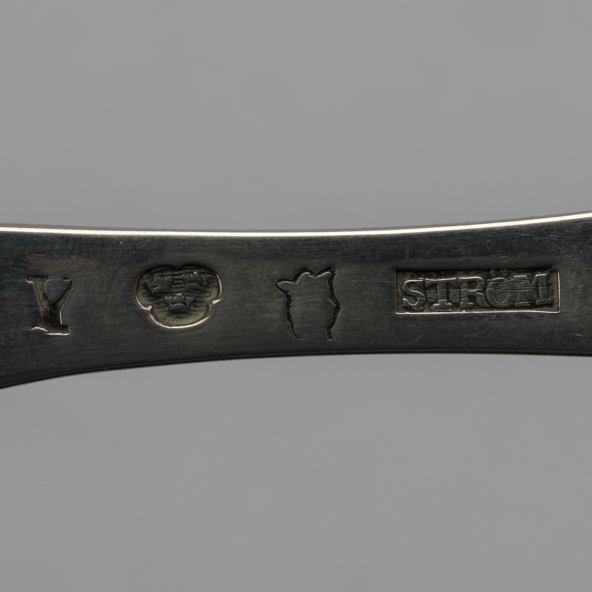 TWO SILVER SWEDISH SILVER SPOONS, 1779 AND 1858.