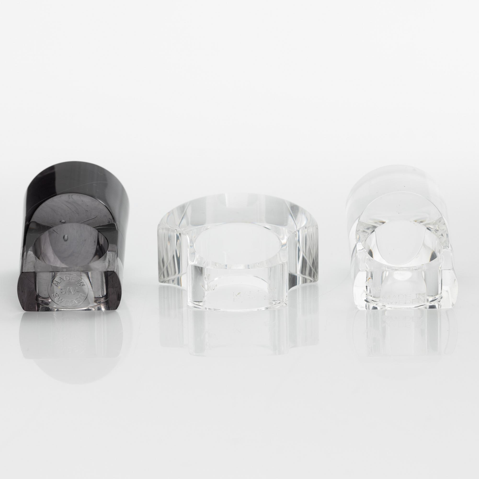 Siv Lagerström, tre ringar akrylplast, 1970-tal.